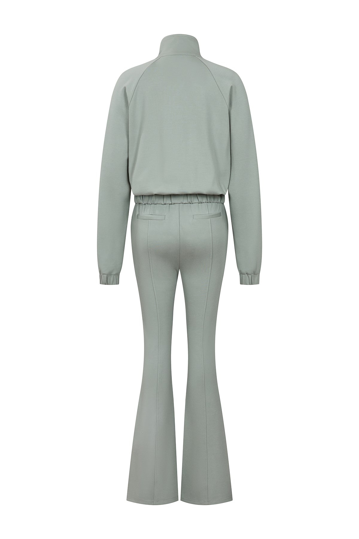 Simple Day Knit Track Jacket and Flare Pants Set