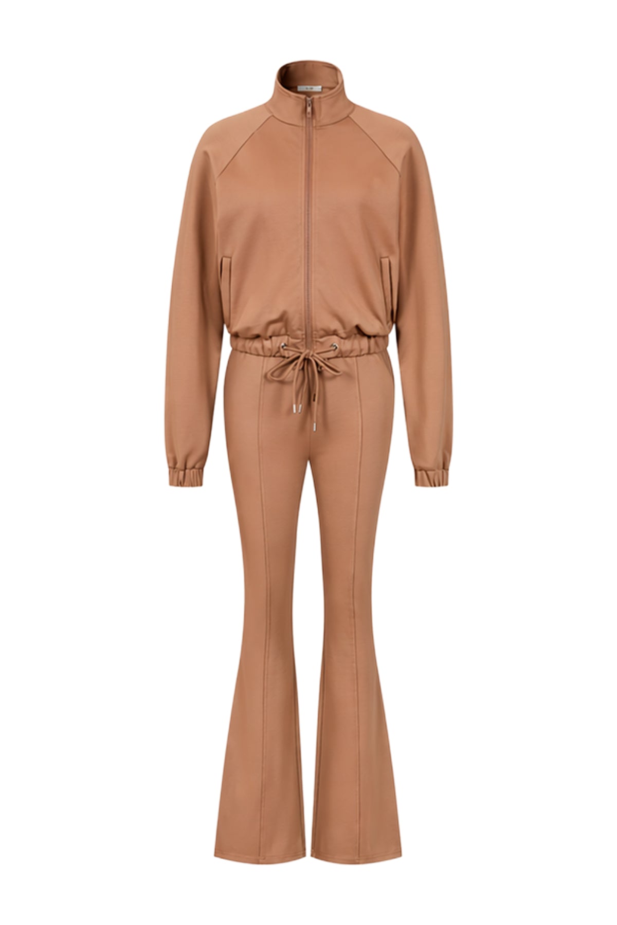 Simple Day Knit Track Jacket and Flare Pants Set