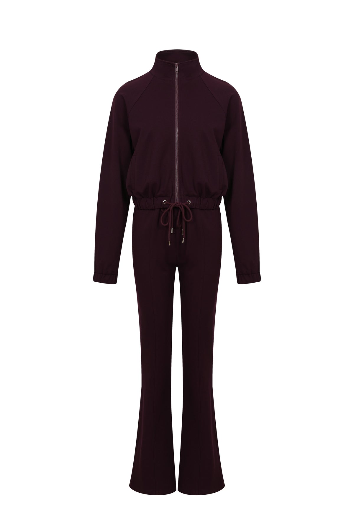 Simple Day Knit Track Jacket and Flare Pants Set