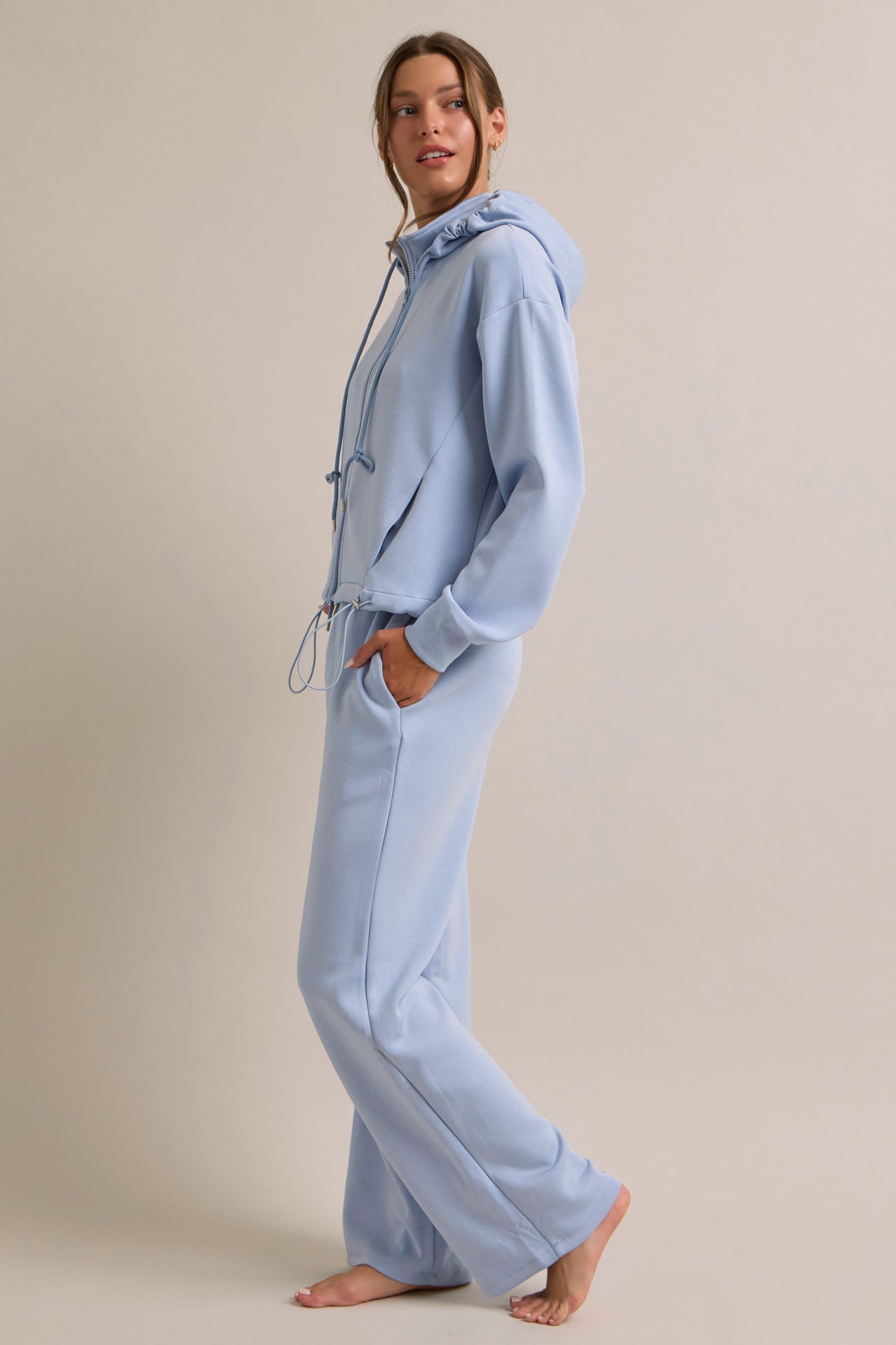 Knit Hoodie Jacket and Sweat Pants Set