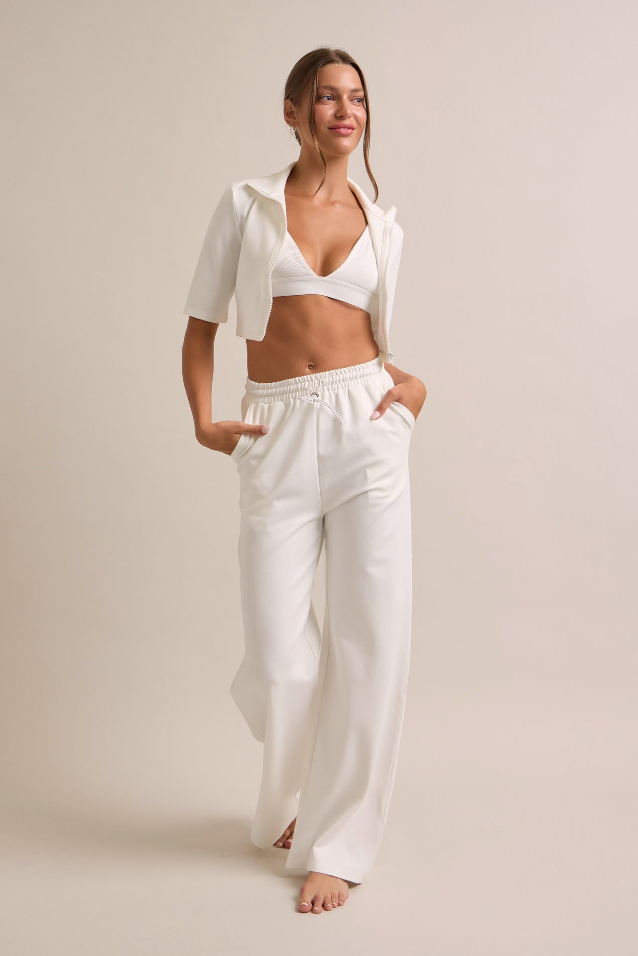 Short Sleeve Track Jacket and Pants Set