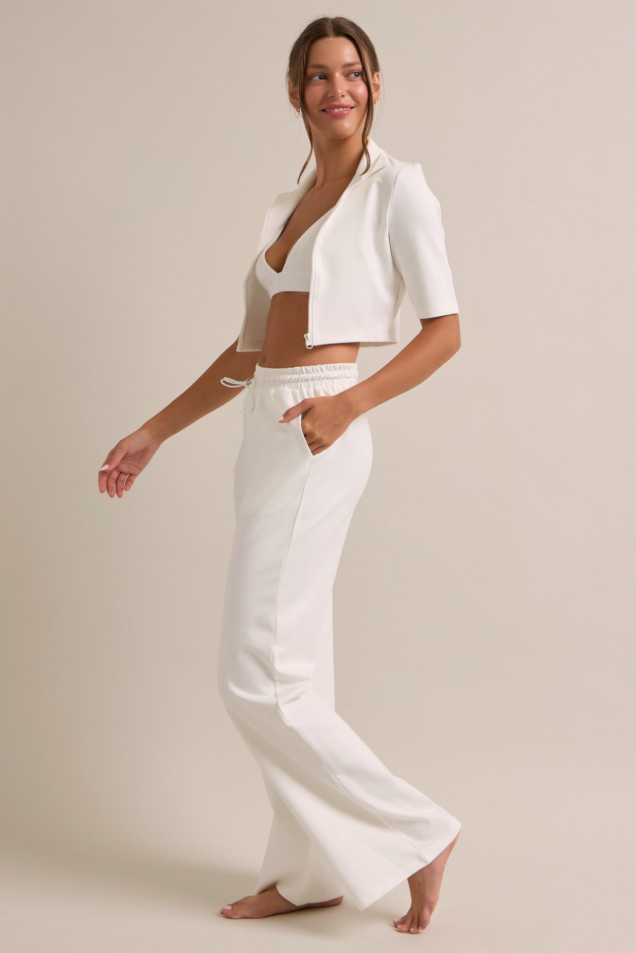 Short Sleeve Track Jacket and Pants Set