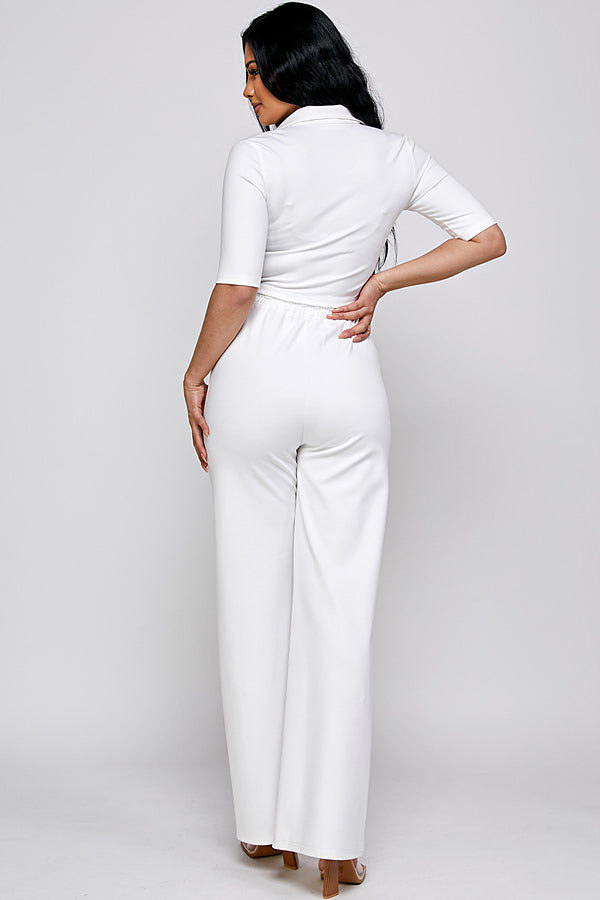 Short Sleeve Track Jacket and Pants Set