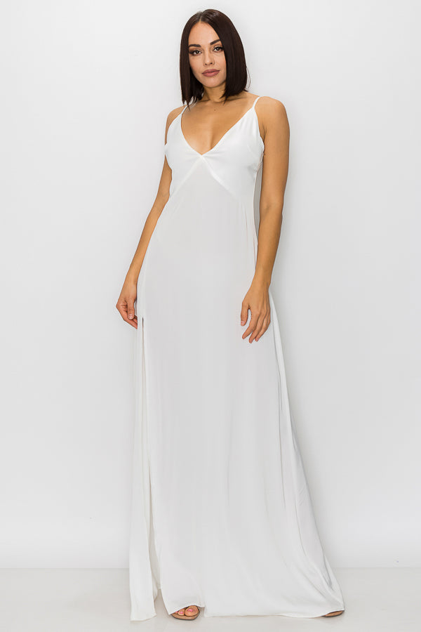 Silky Slip Dress with High Slit