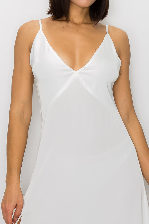 Silky Slip Dress with High Slit