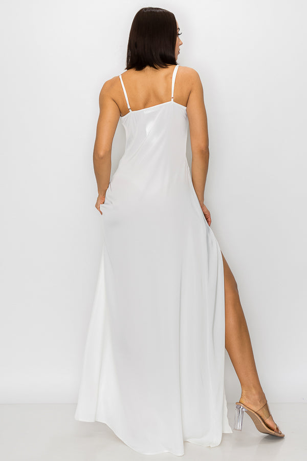 Silky Slip Dress with High Slit