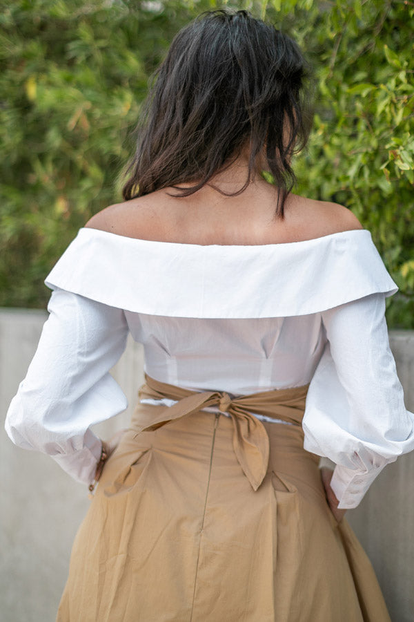 Off Shoulder Button Down Peplum Top