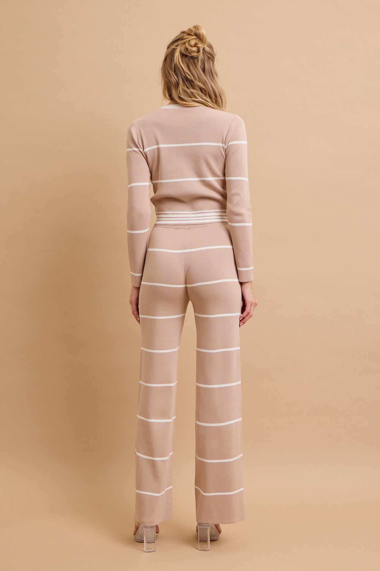 Casual Stripe Aesthetic Long Sleeve Top and Pants Set