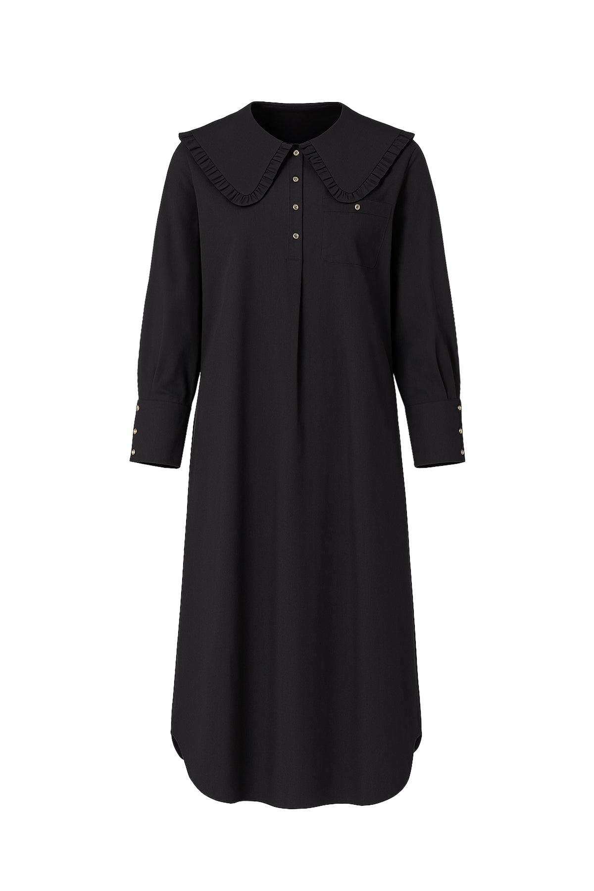 Oversized Bib Collar Midi Shirt Dress