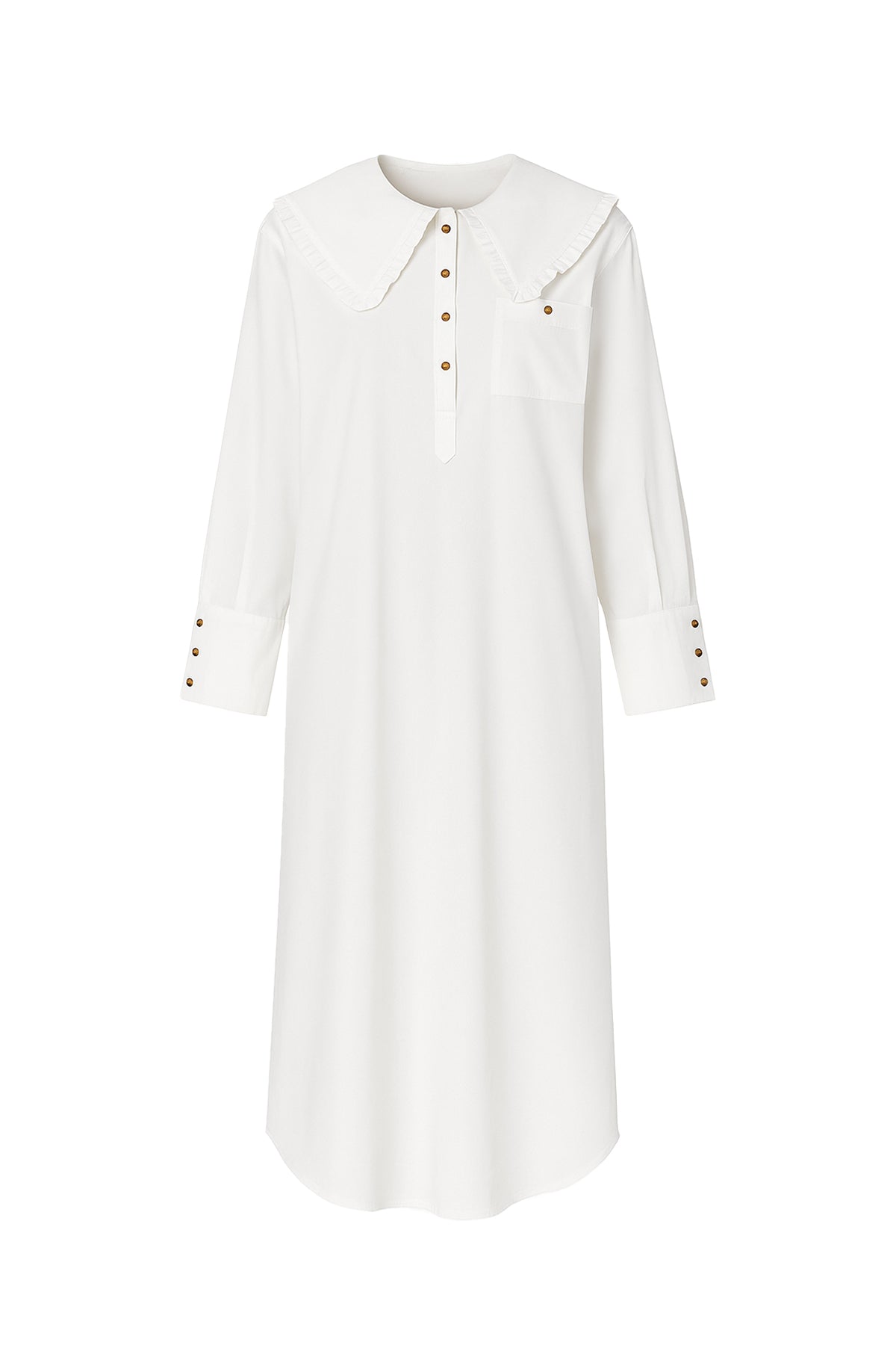 Oversized Bib Collar Midi Shirt Dress