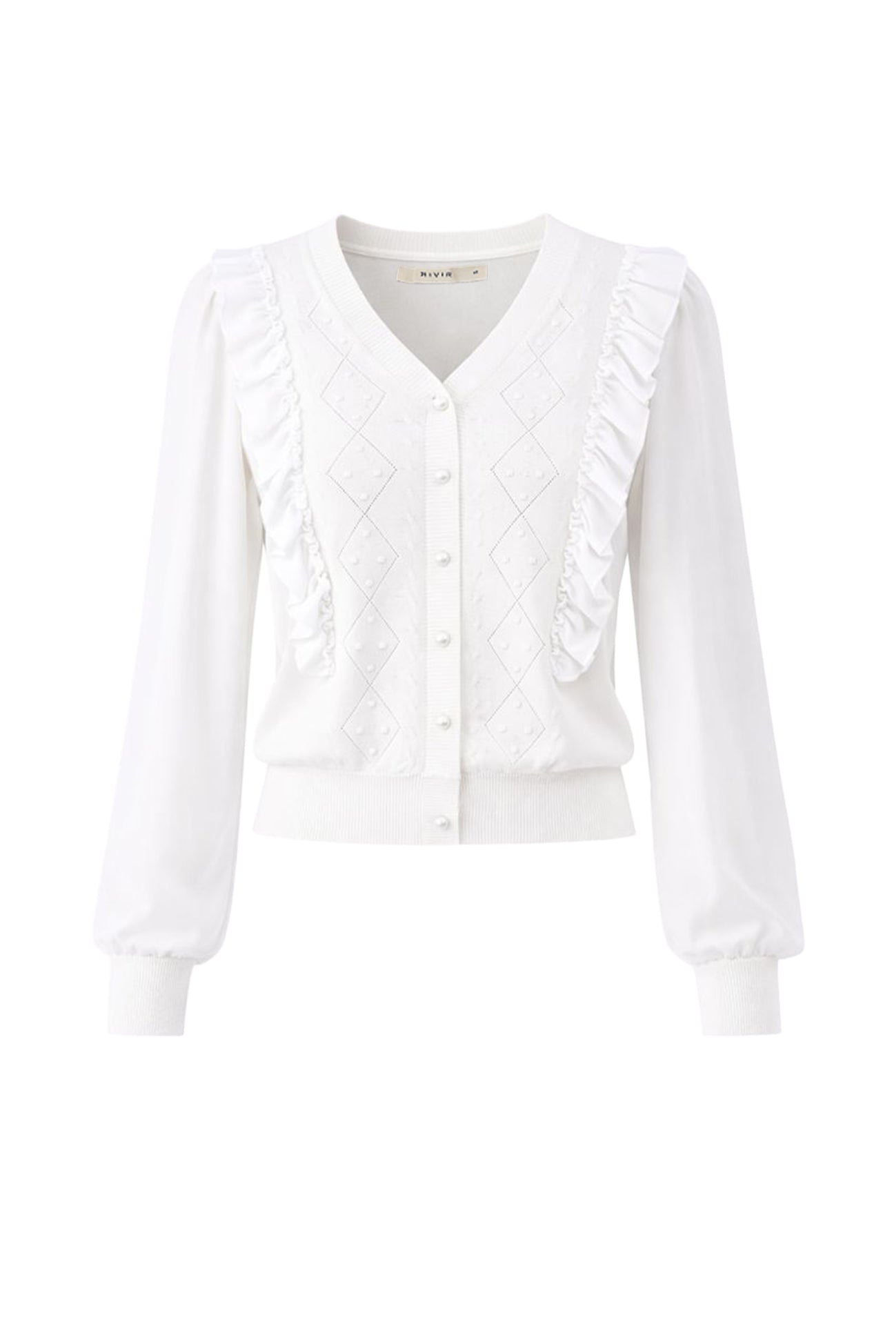 Aria Knit Cardigan With Chiffon Sleeves