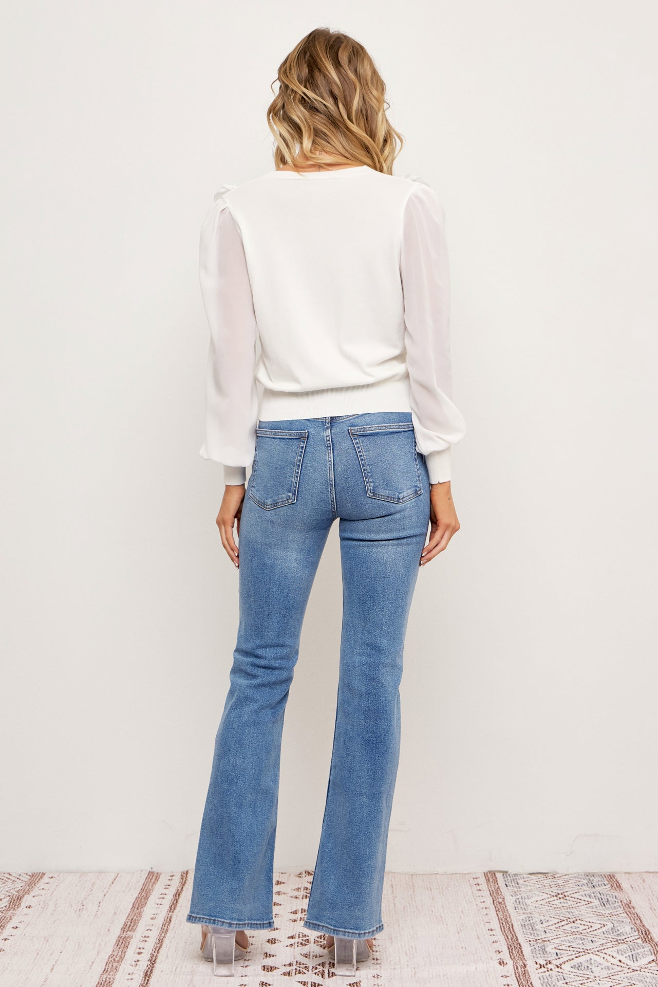 Aria Knit Cardigan With Chiffon Sleeves