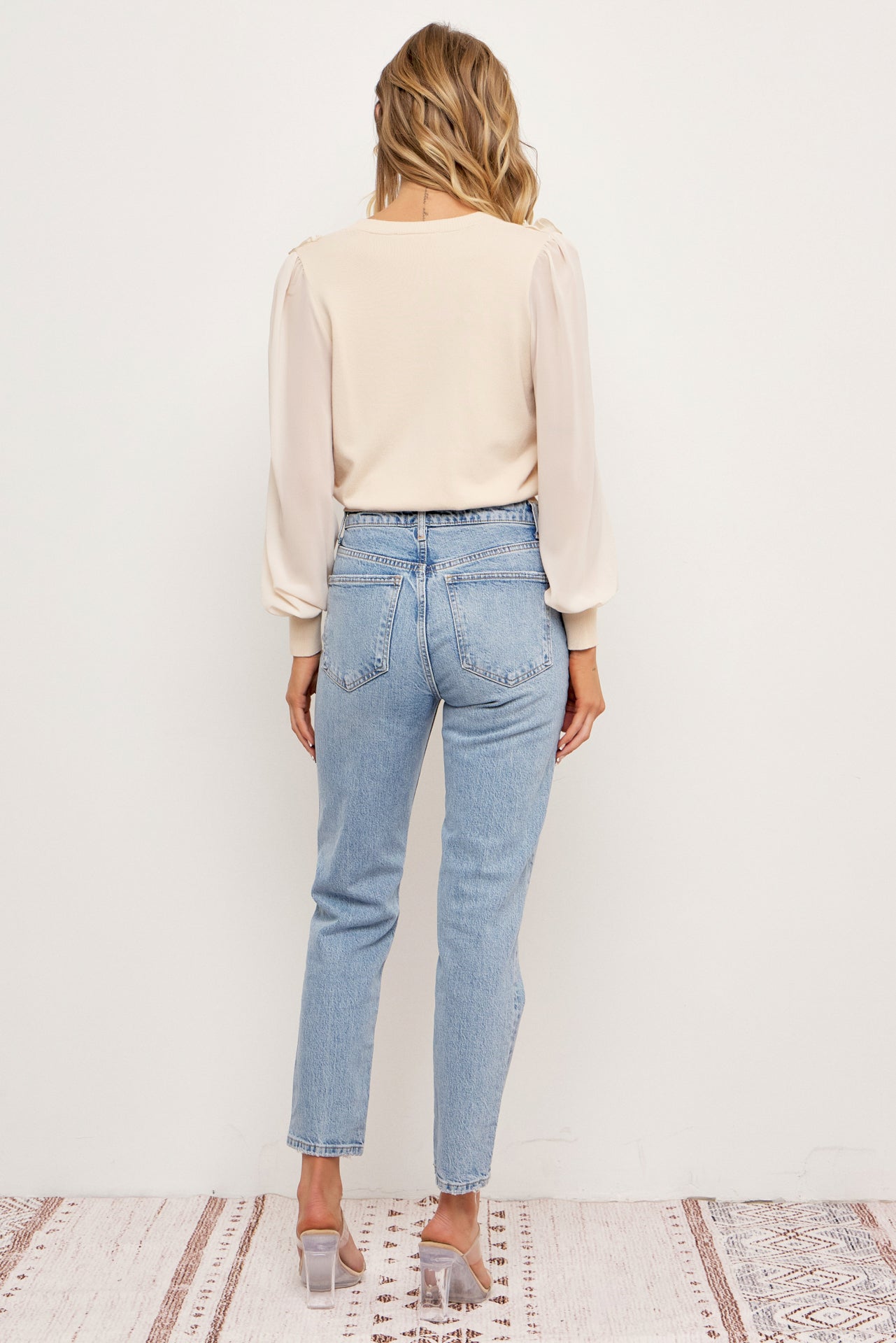 Aria Knit Cardigan With Chiffon Sleeves