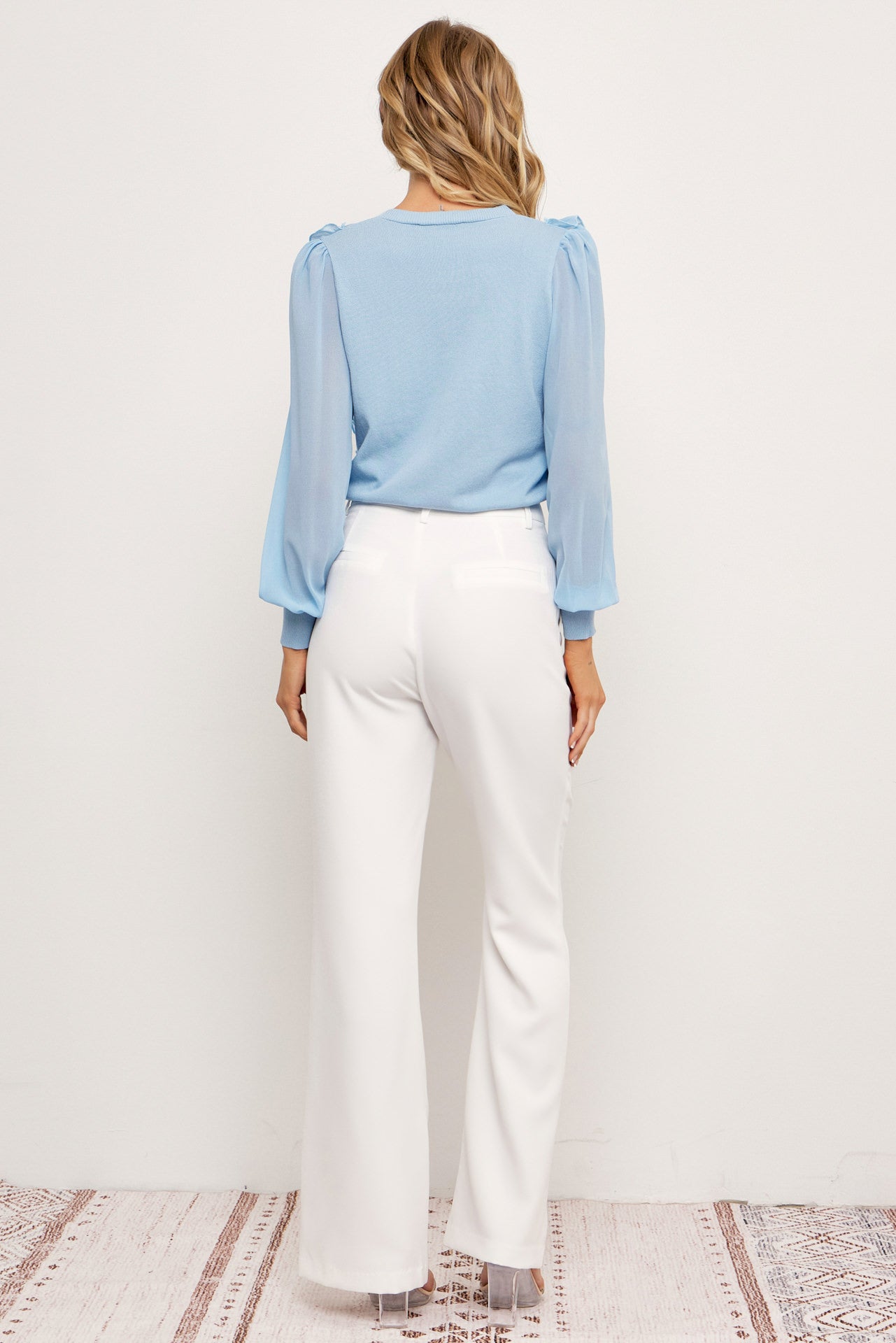 Aria Knit Cardigan With Chiffon Sleeves