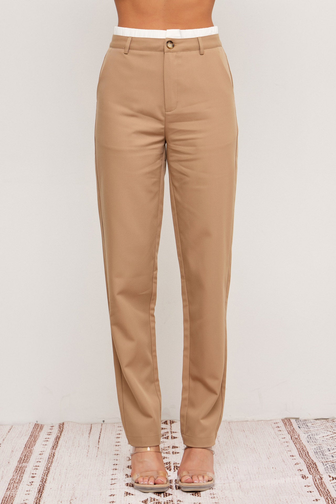 Carmen Crop Shirt With Belt Trim & Pants With Contrast Waist Band Set
