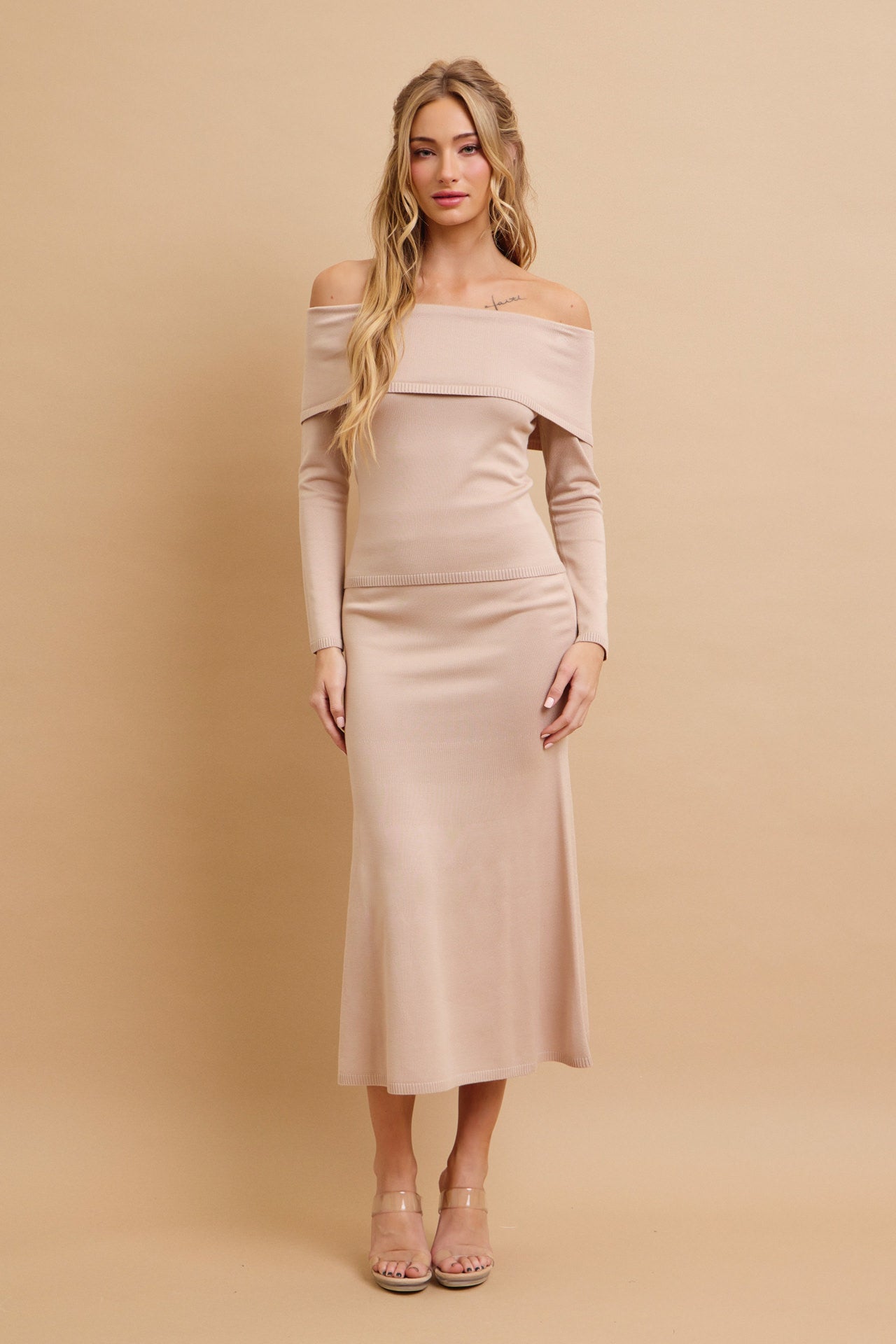 Off Shoulder Siren Top and Mermaid Midi Skirt Set
