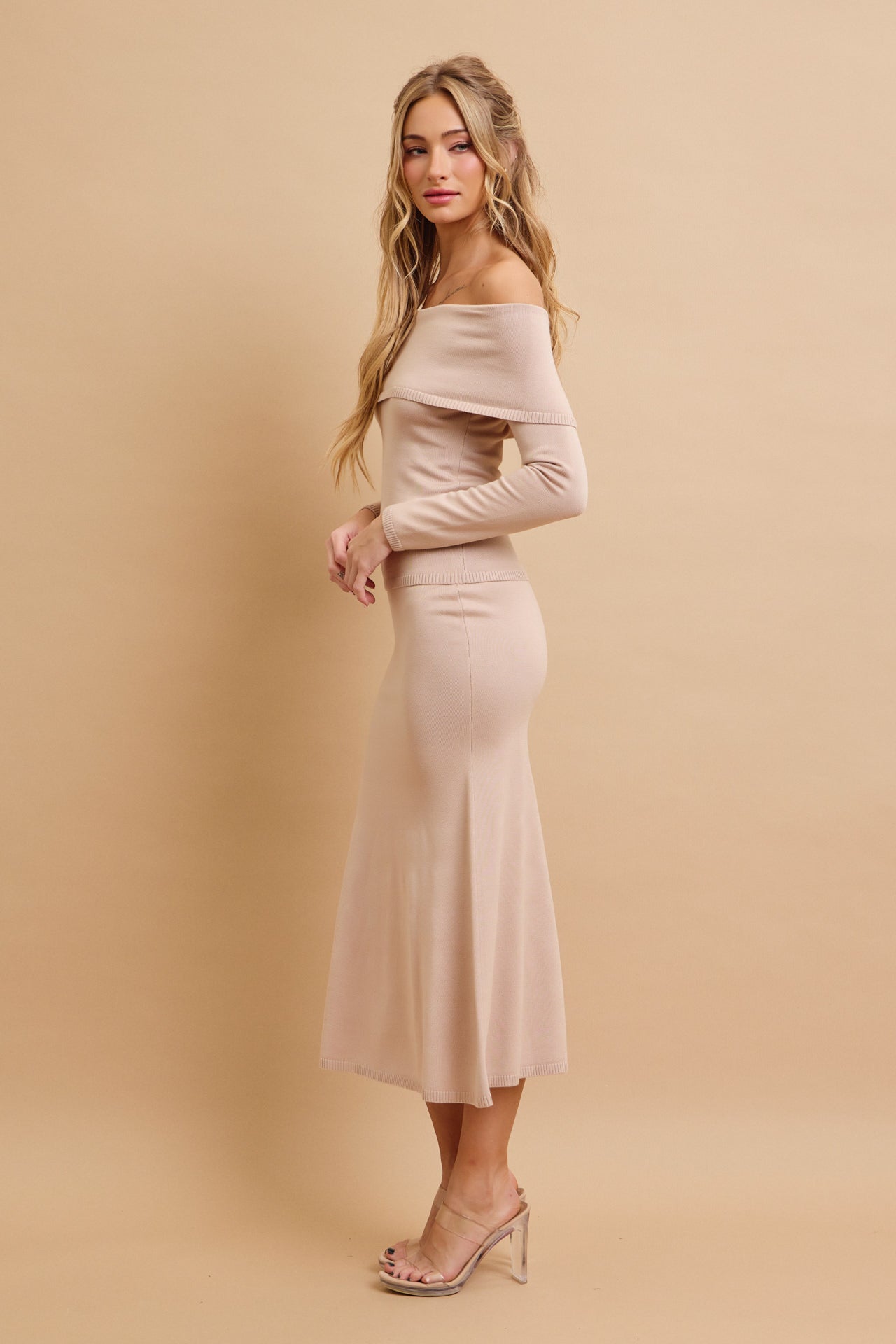 Off Shoulder Siren Top and Mermaid Midi Skirt Set