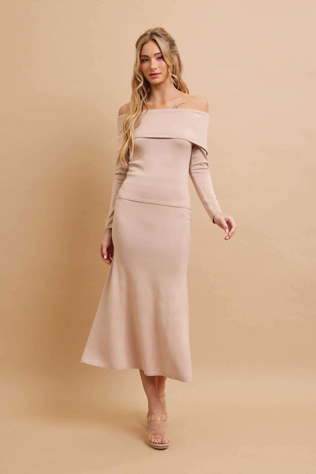Off Shoulder Siren Top and Mermaid Midi Skirt Set