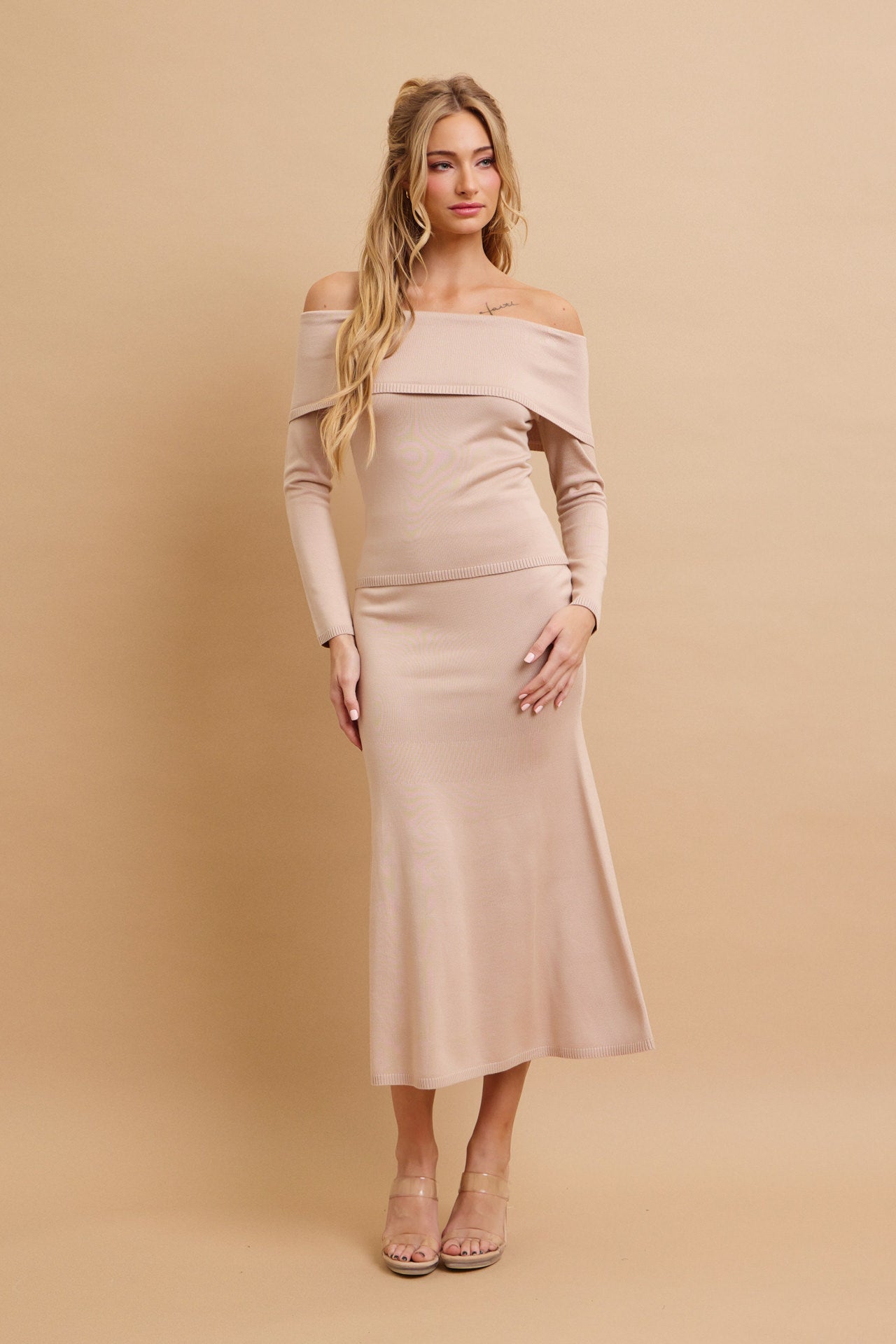 Off Shoulder Siren Top and Mermaid Midi Skirt Set