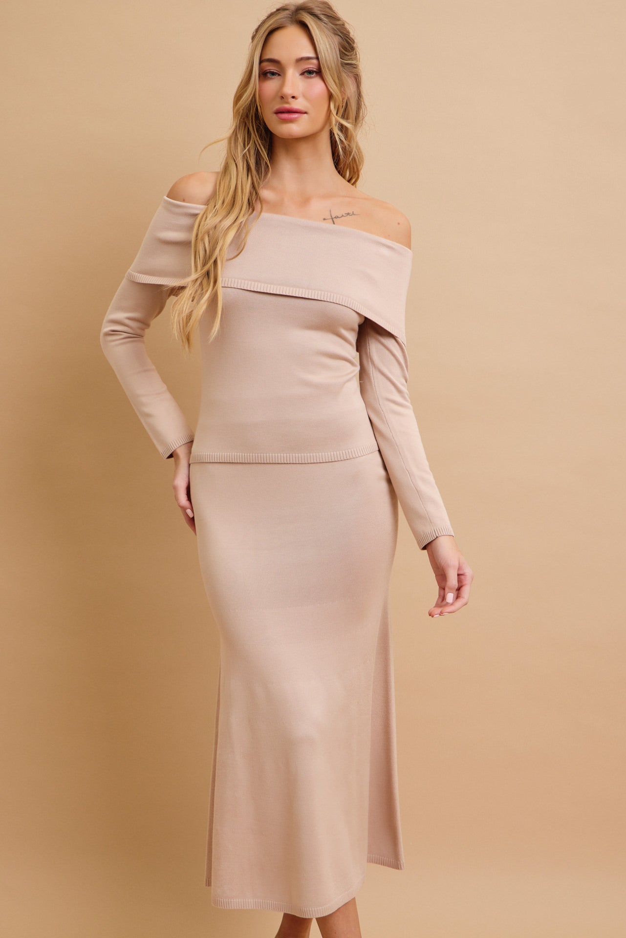 Off Shoulder Siren Top and Mermaid Midi Skirt Set