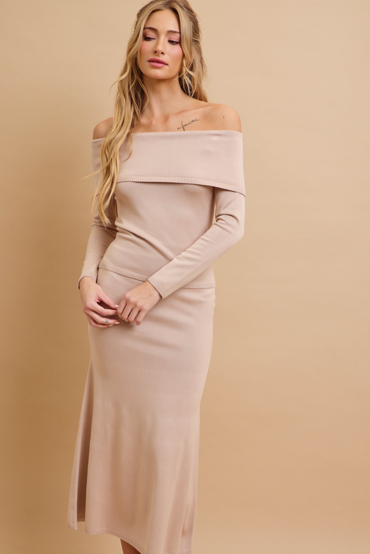 Off Shoulder Siren Top and Mermaid Midi Skirt Set
