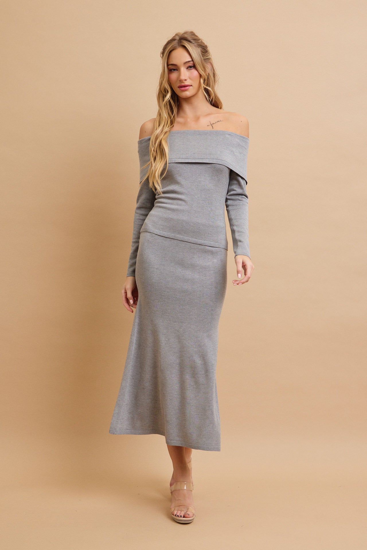 Off Shoulder Siren Top and Mermaid Midi Skirt Set