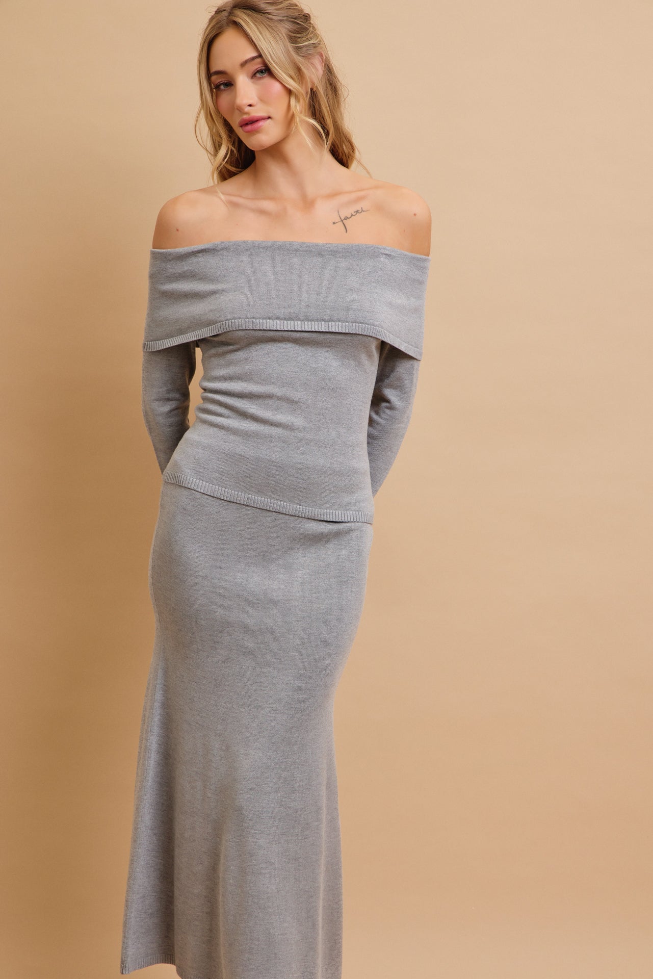 Off Shoulder Siren Top and Mermaid Midi Skirt Set