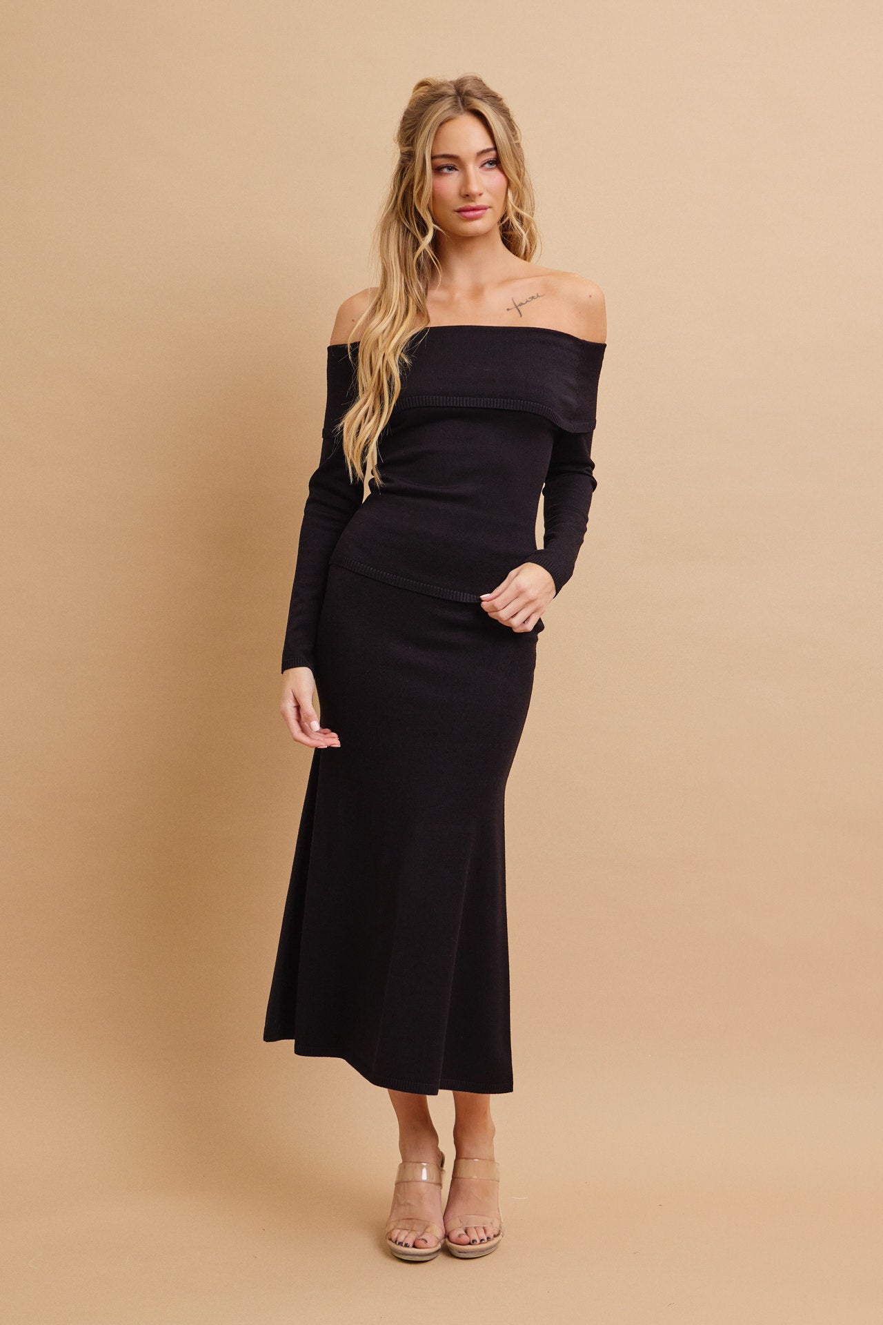 Off Shoulder Siren Top and Mermaid Midi Skirt Set