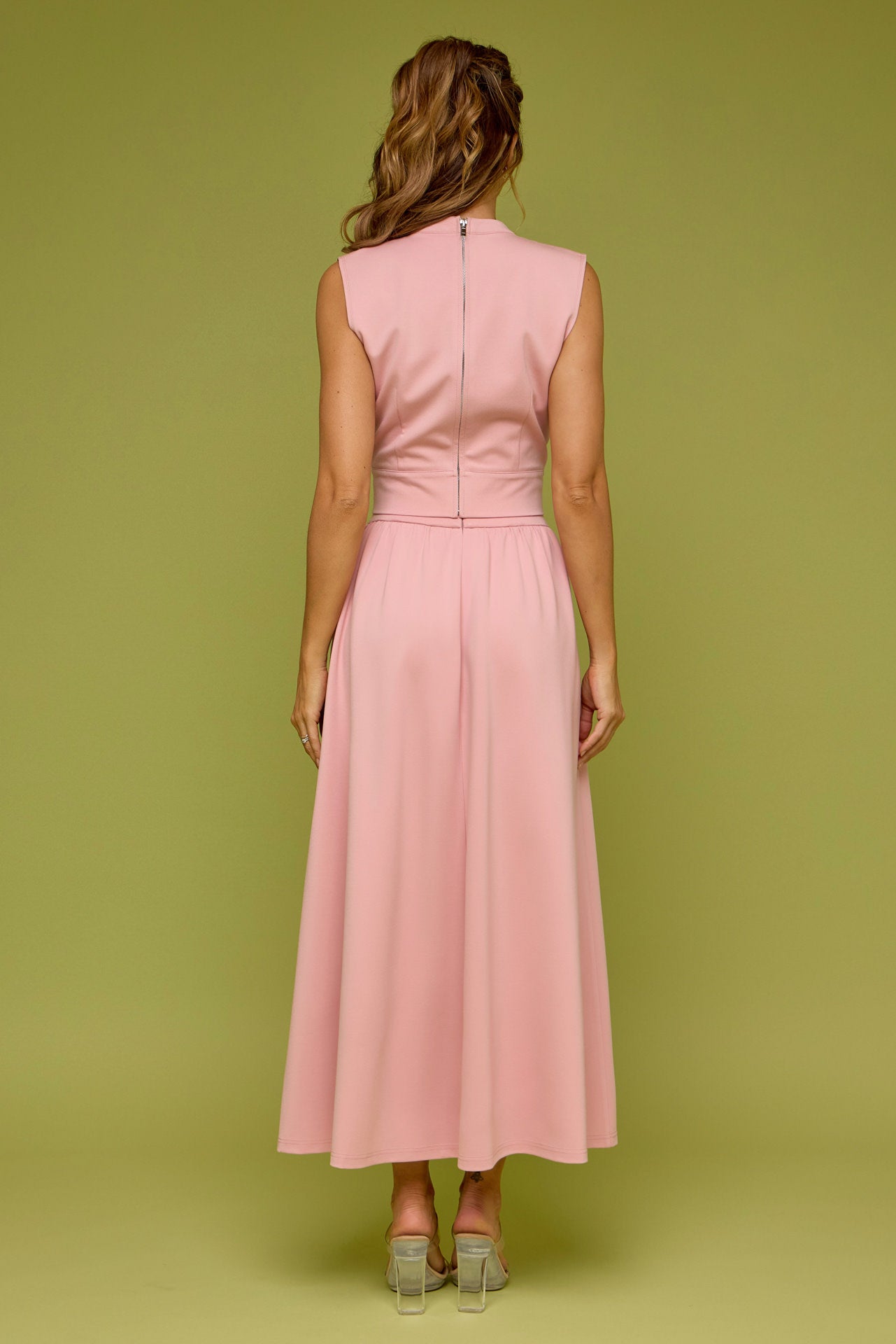 Savannah Breeze Knit Sleeveless Mock Neck Top & Midi Skirt Set