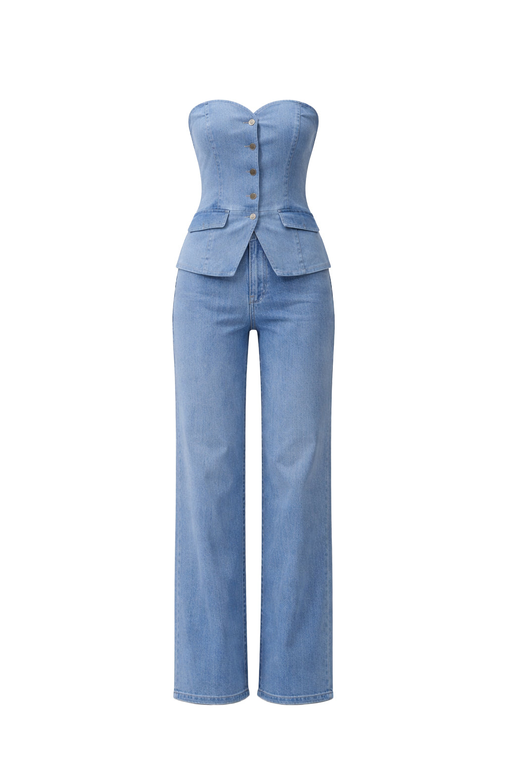 Lunelle Woven Tube Blazer Vest And Pants Set