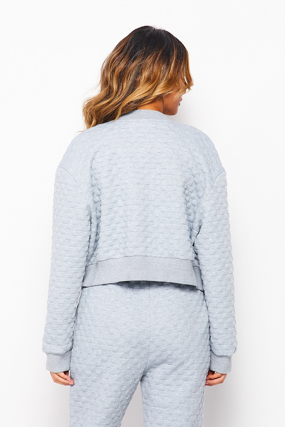 Quilted Cropped Bomber Jacket