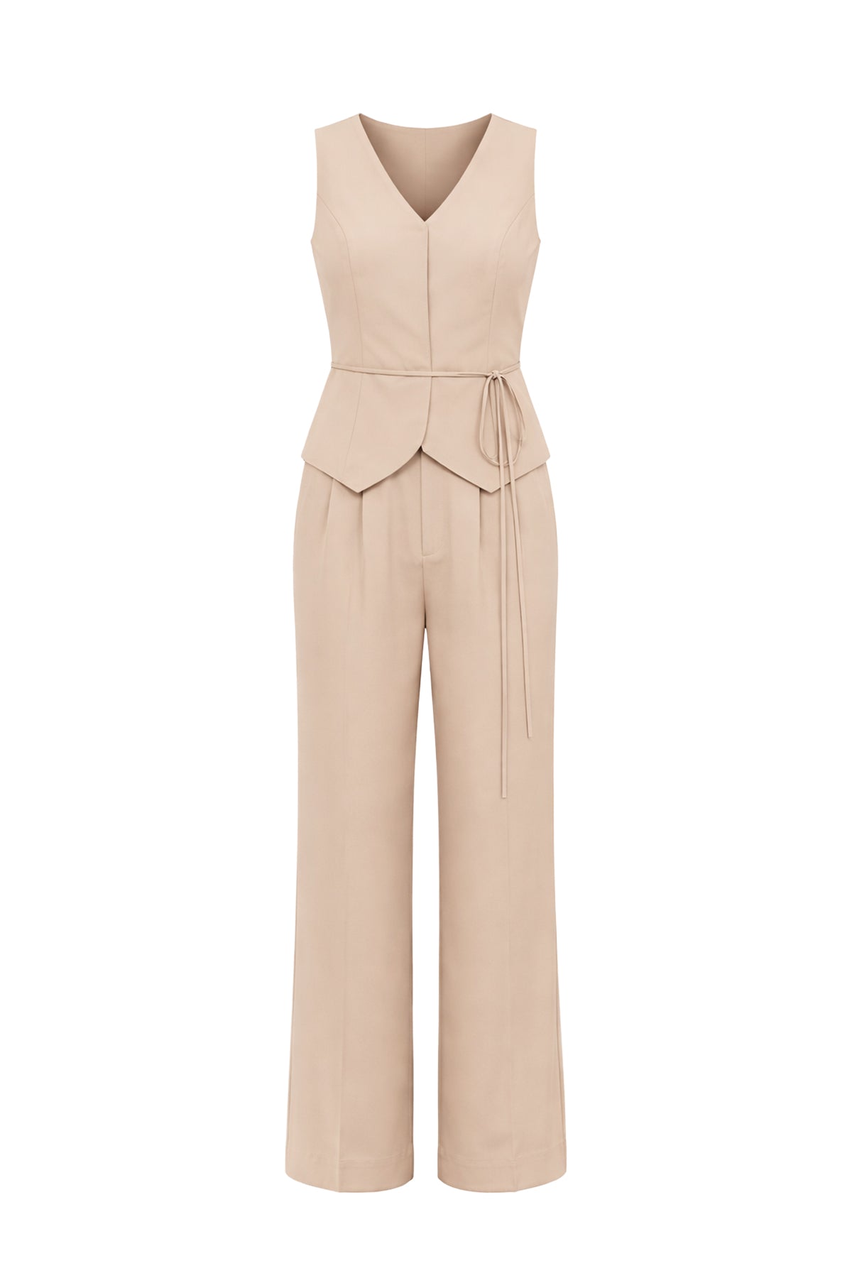 Zephyra Woven Vest With Waist Tie & Pants Set