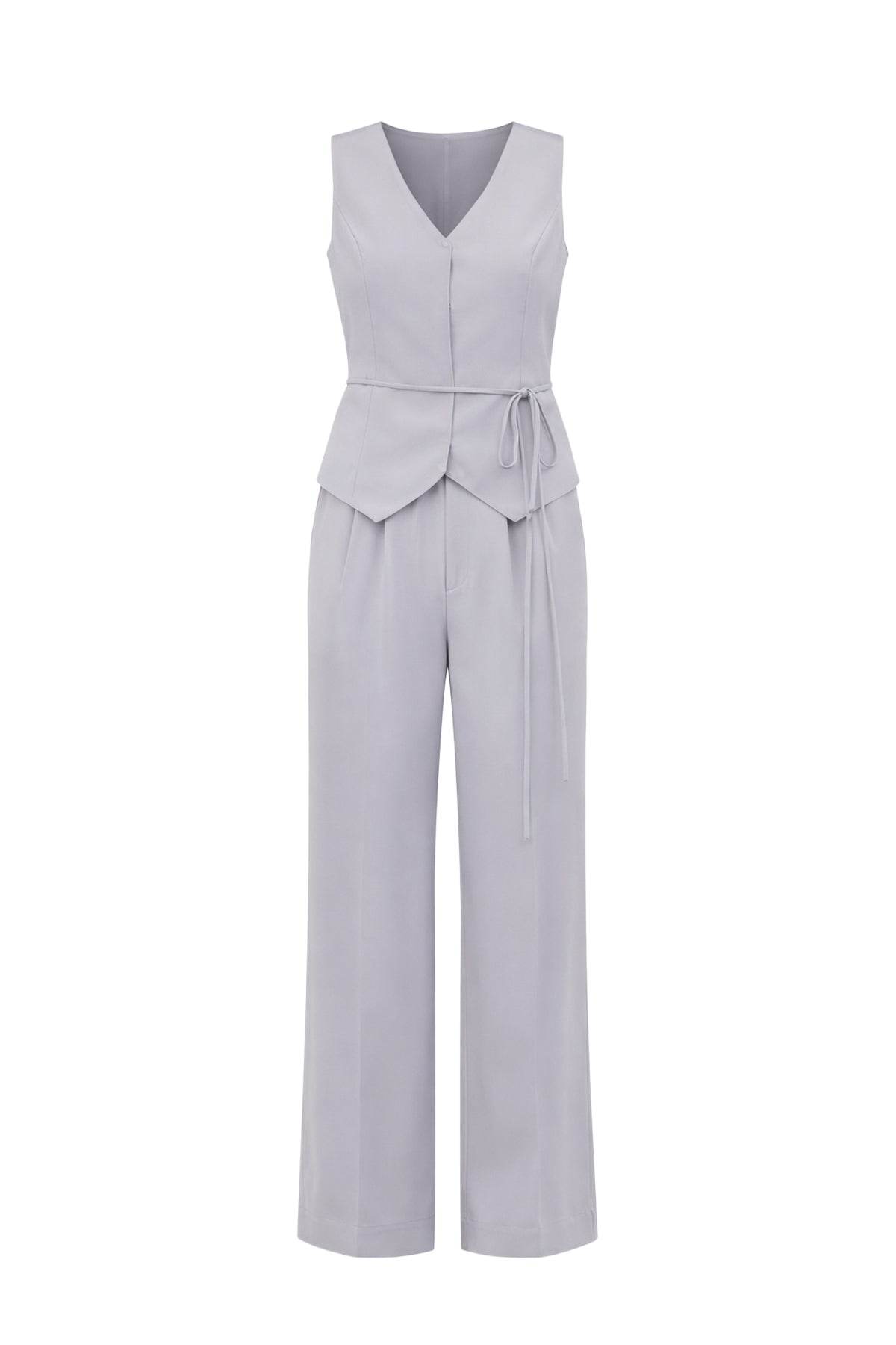 Zephyra Woven Vest With Waist Tie & Pants Set