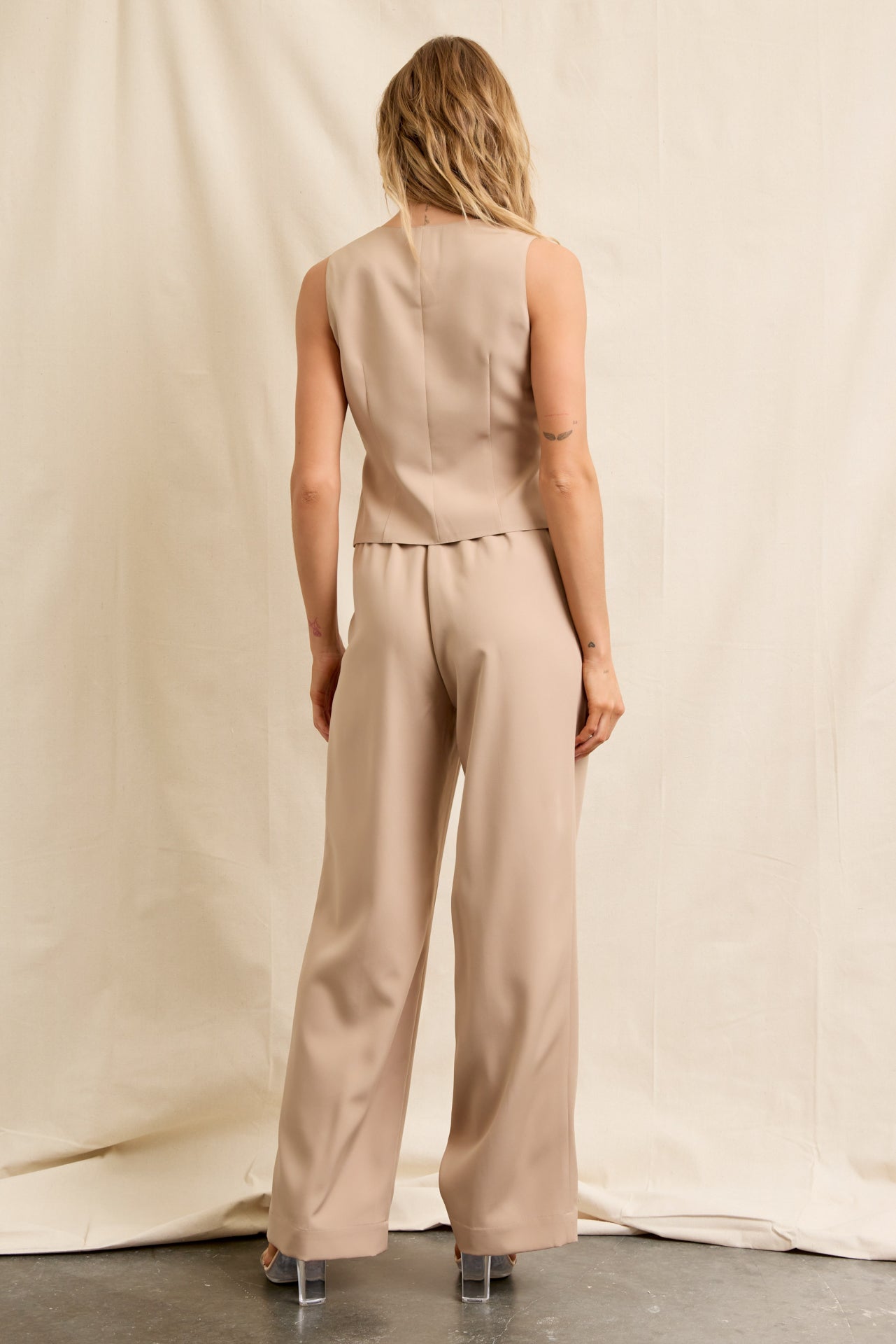 Zephyra Woven Vest With Waist Tie & Pants Set