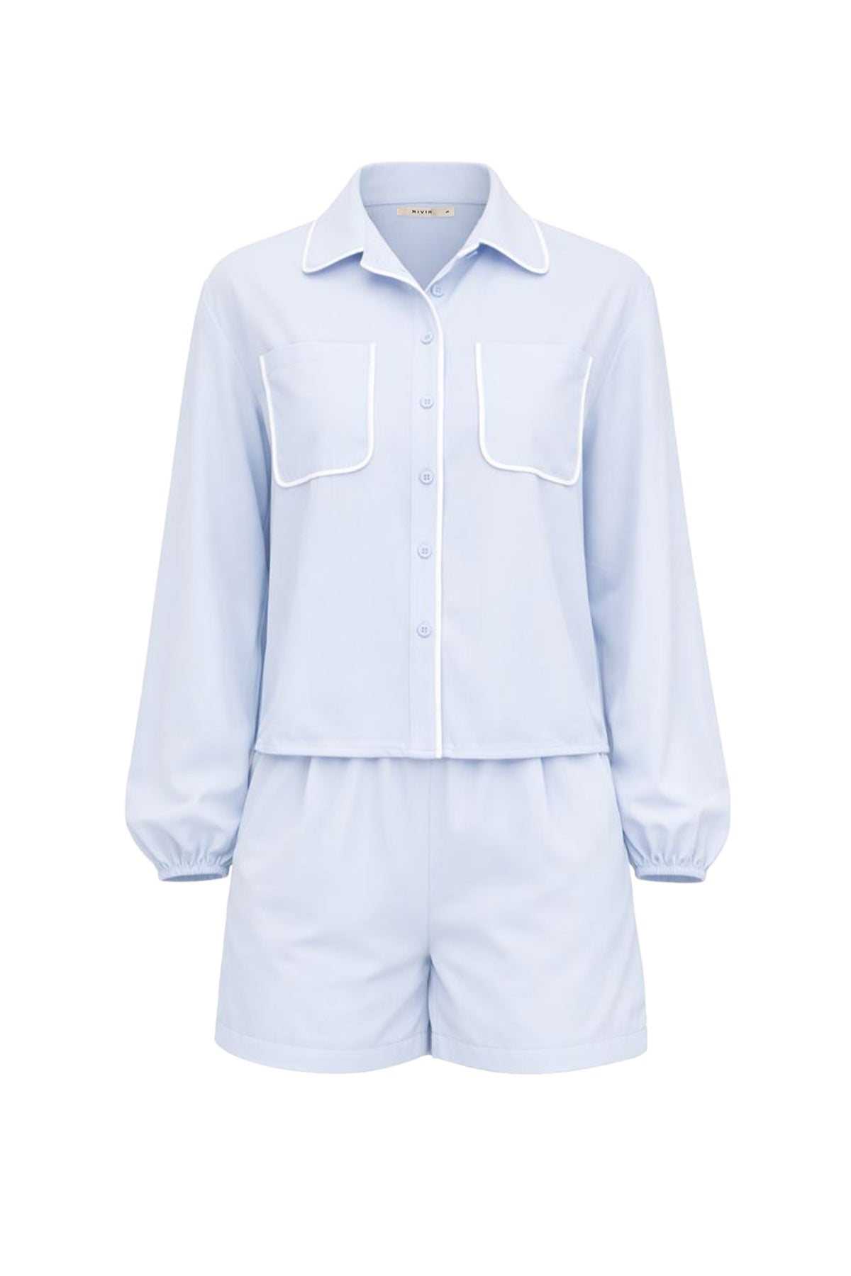 Contrast Harmony Woven Shirt & Shorts Set
