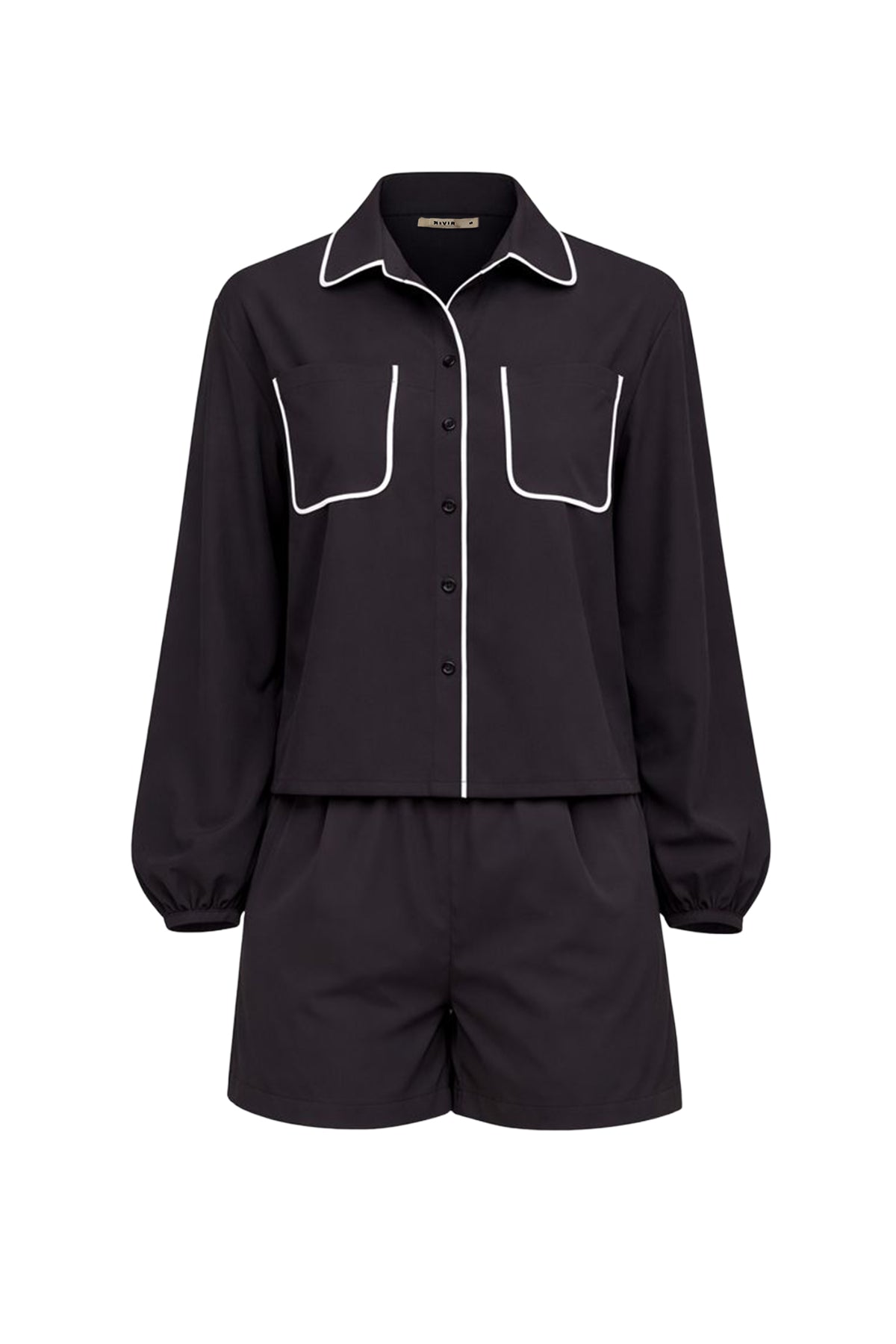Contrast Harmony Woven Shirt & Shorts Set