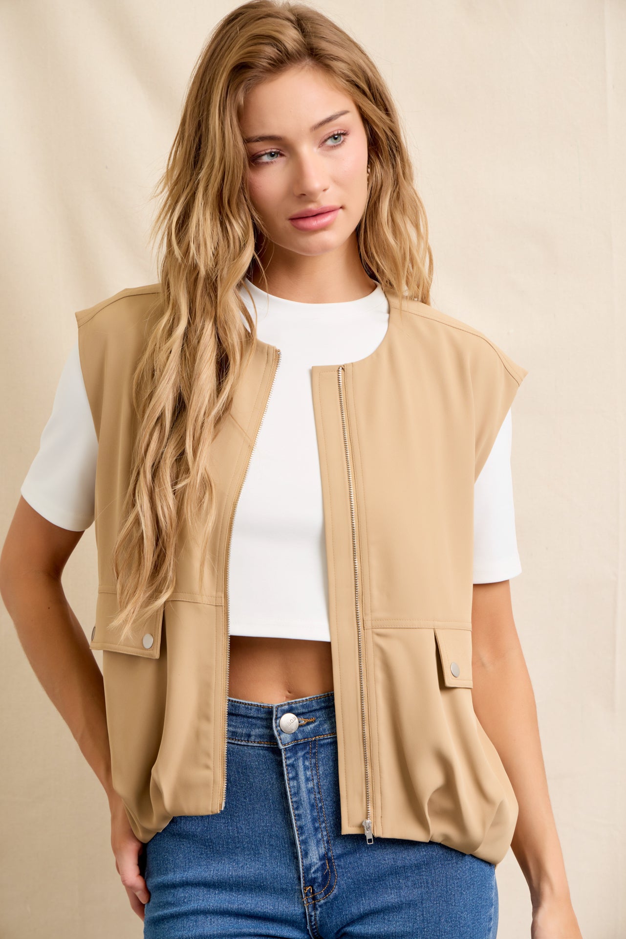 Oversized Voluminous Vest With Flap Pockets