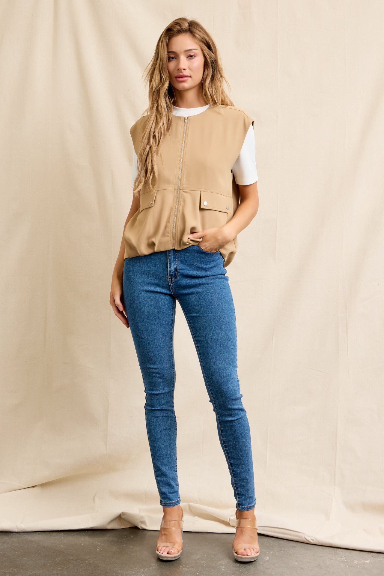 Oversized Voluminous Vest With Flap Pockets