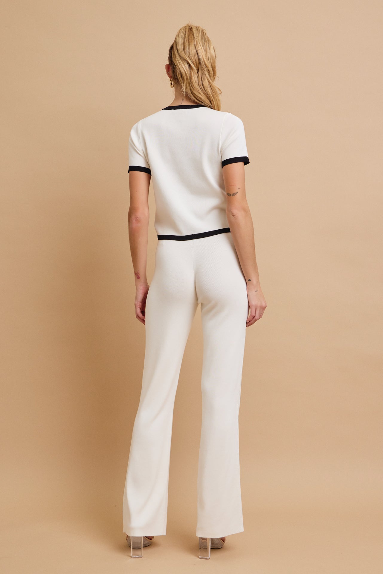Odessa Knit Short Sleeve Cardigan And Pants Set