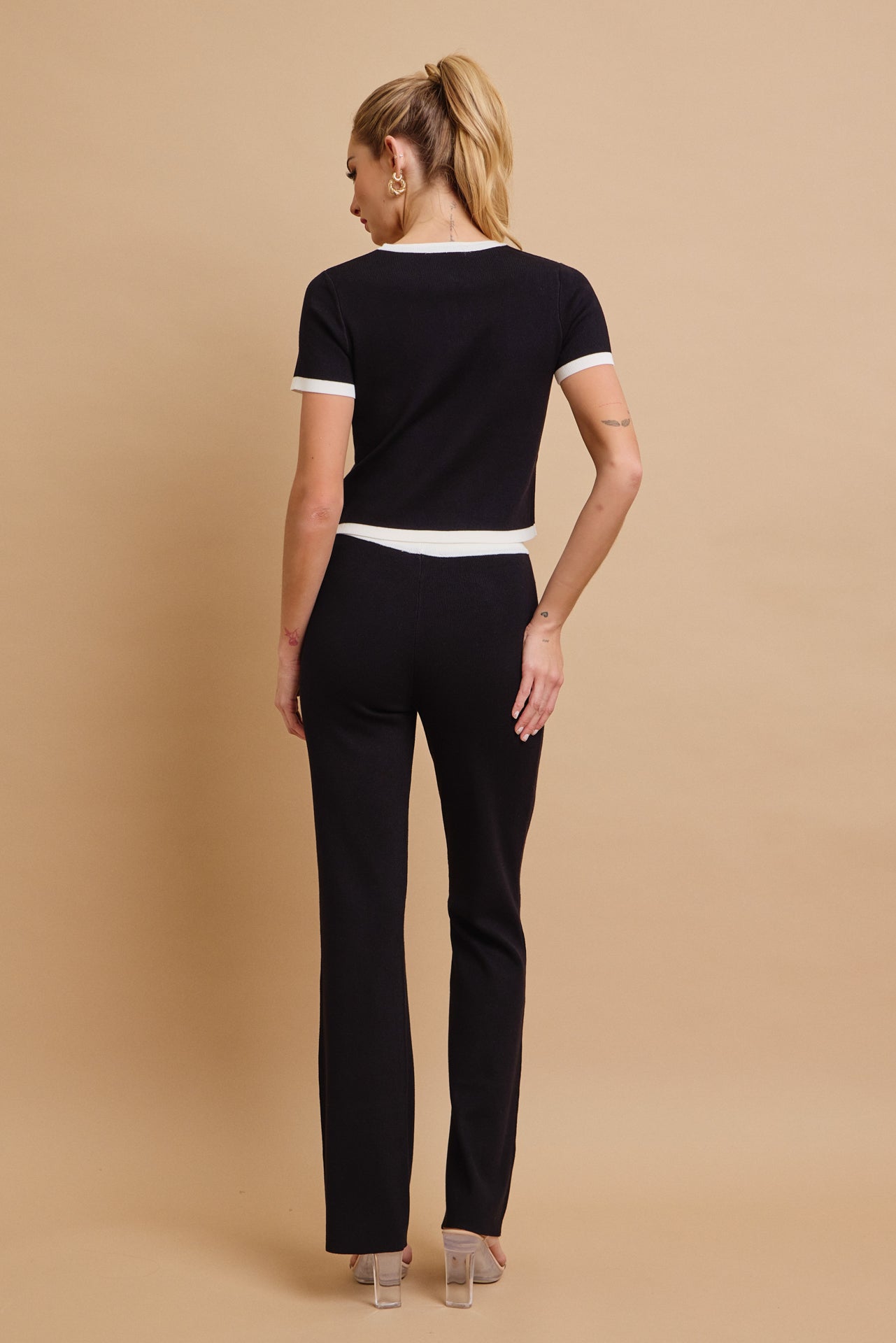 Odessa Knit Short Sleeve Cardigan And Pants Set