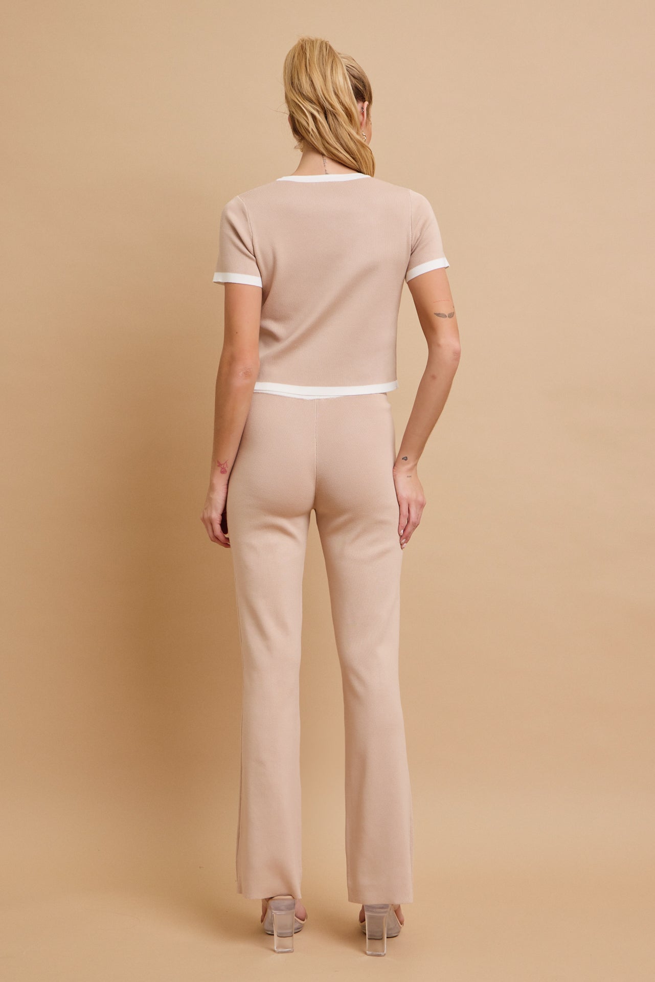 Odessa Knit Short Sleeve Cardigan And Pants Set