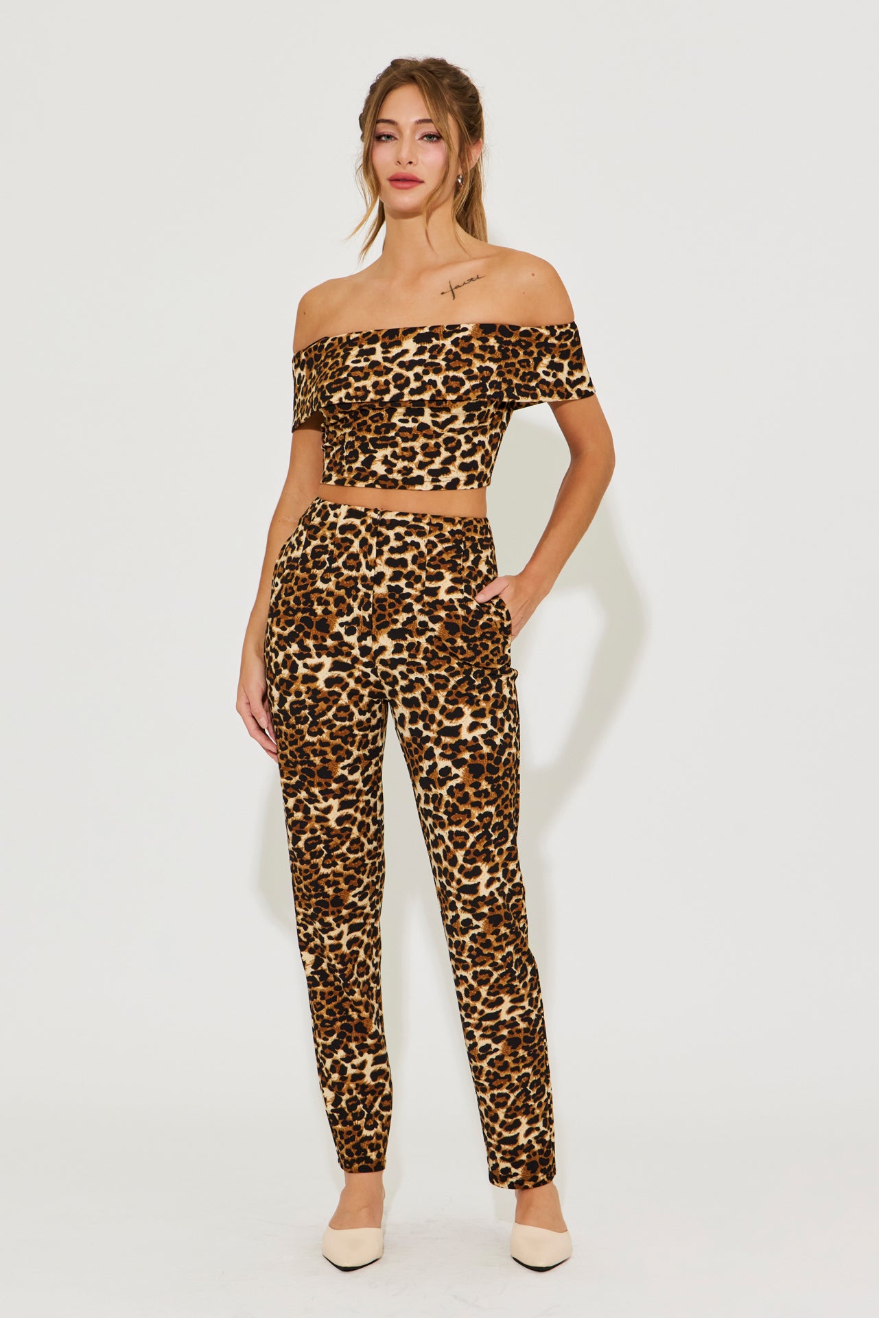Leopard Obsession Off Shoulder Set