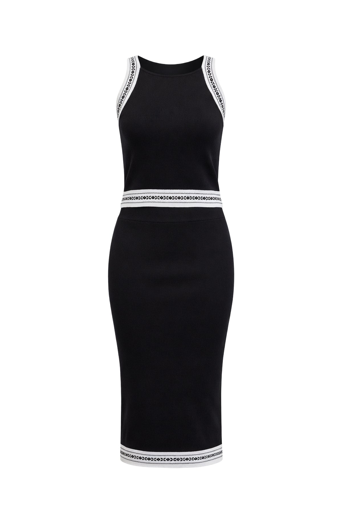 Scallop & Contrast Sleeveless Top And Midi Skirt