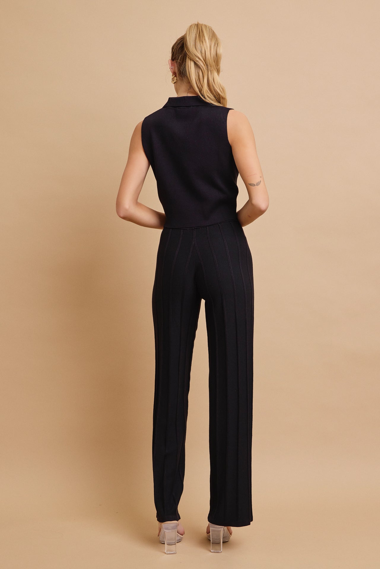 Effortless Elegance Knit Vest With Pleated Pants