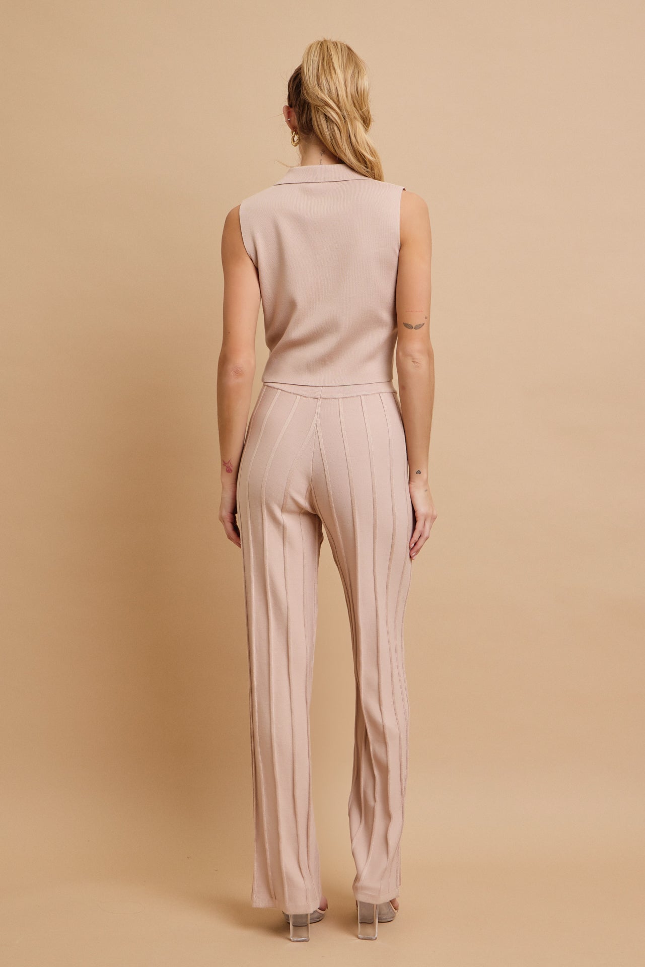 Effortless Elegance Knit Vest With Pleated Pants