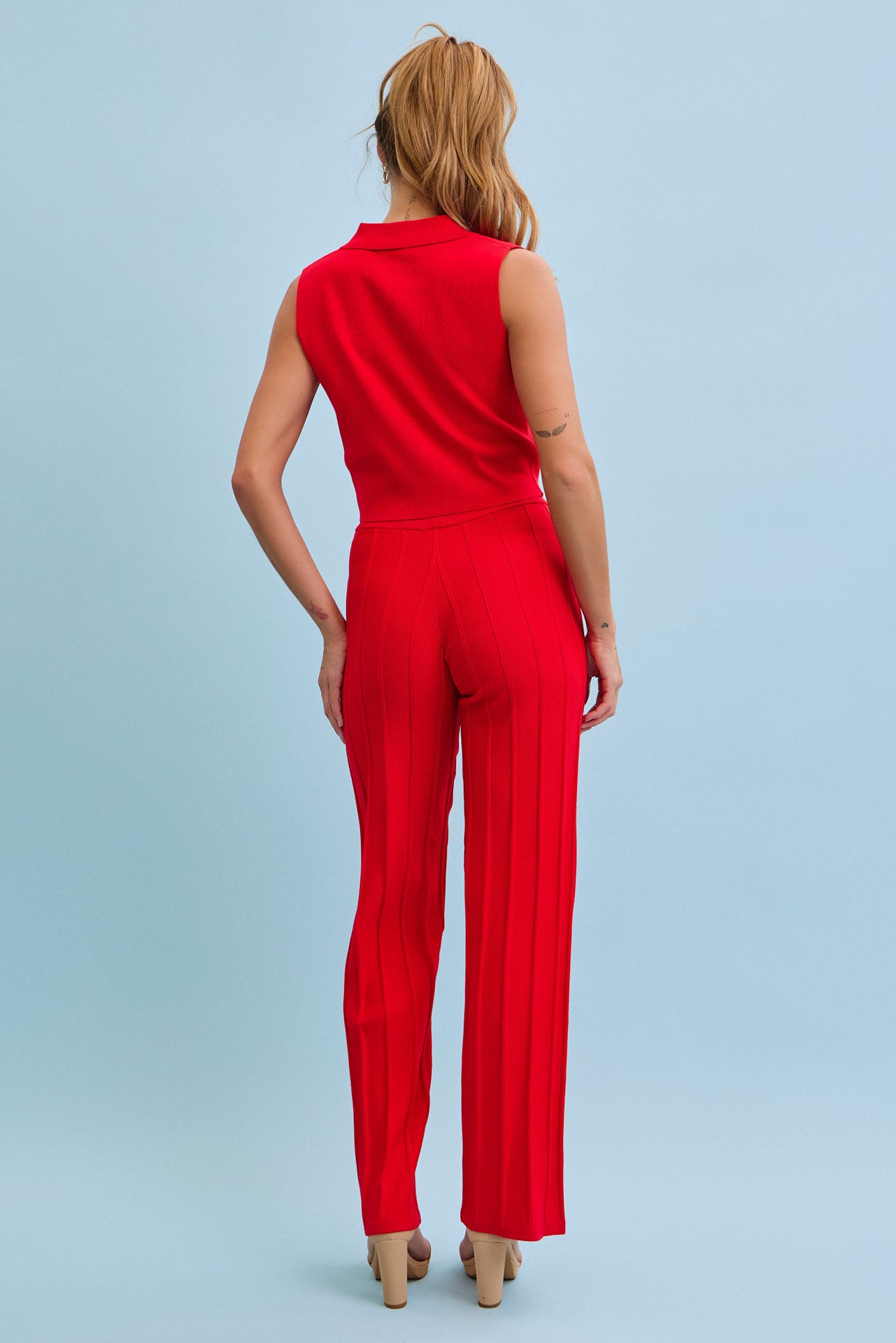 Effortless Elegance Knit Vest With Pleated Pants