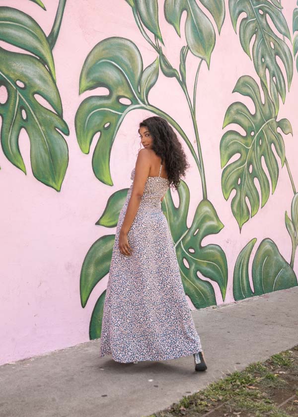 Animal Print Silky Slip Dress W/ High Slit