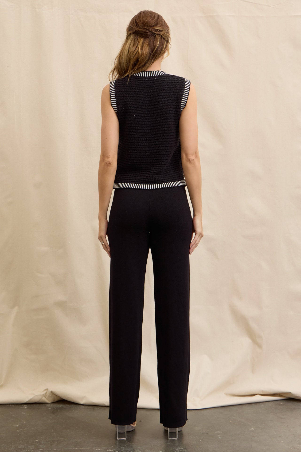 Buttoned Down Knit Chic Vest & Pants Set