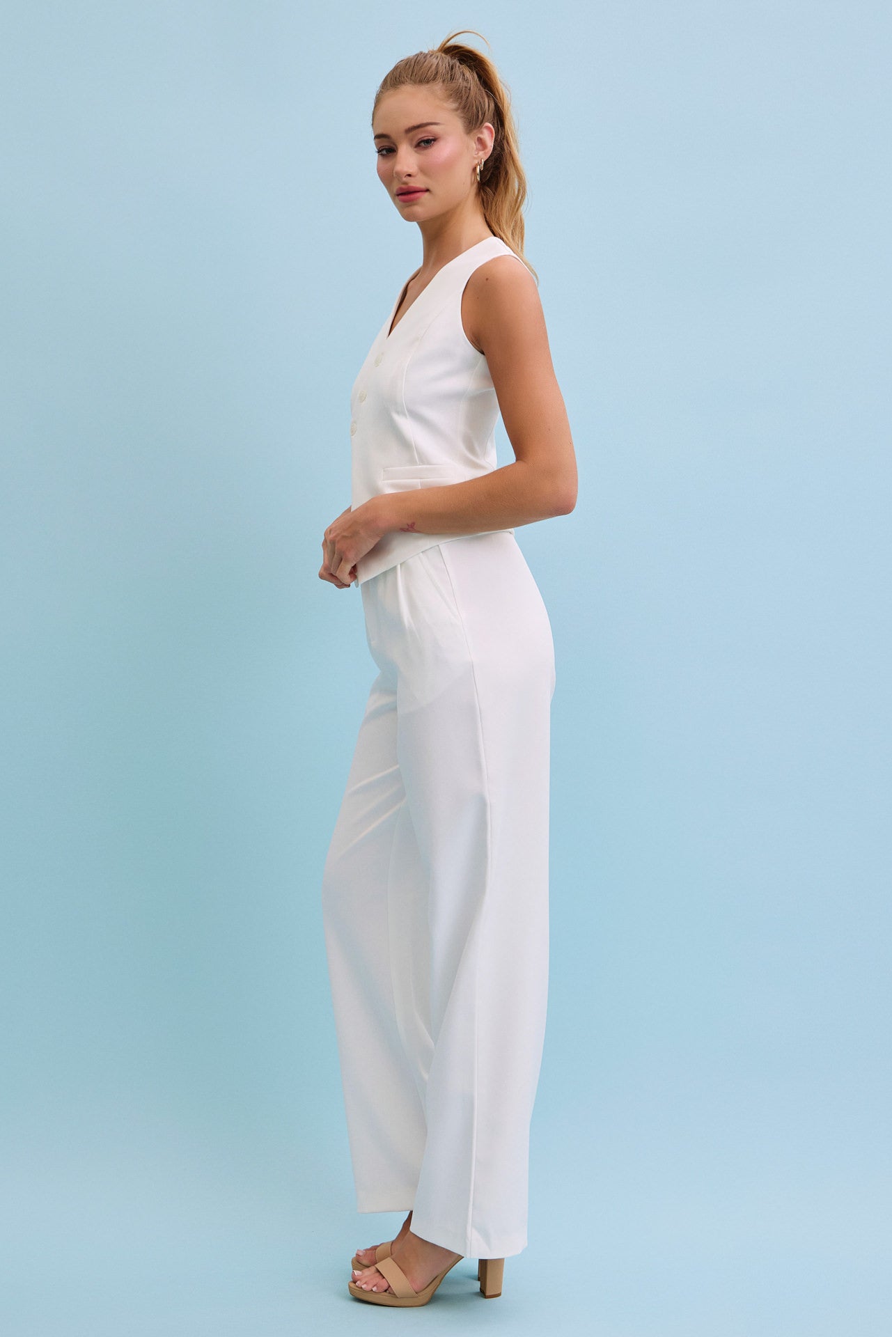 Subtle Elegance Asymmetrical Vest With Pants Set
