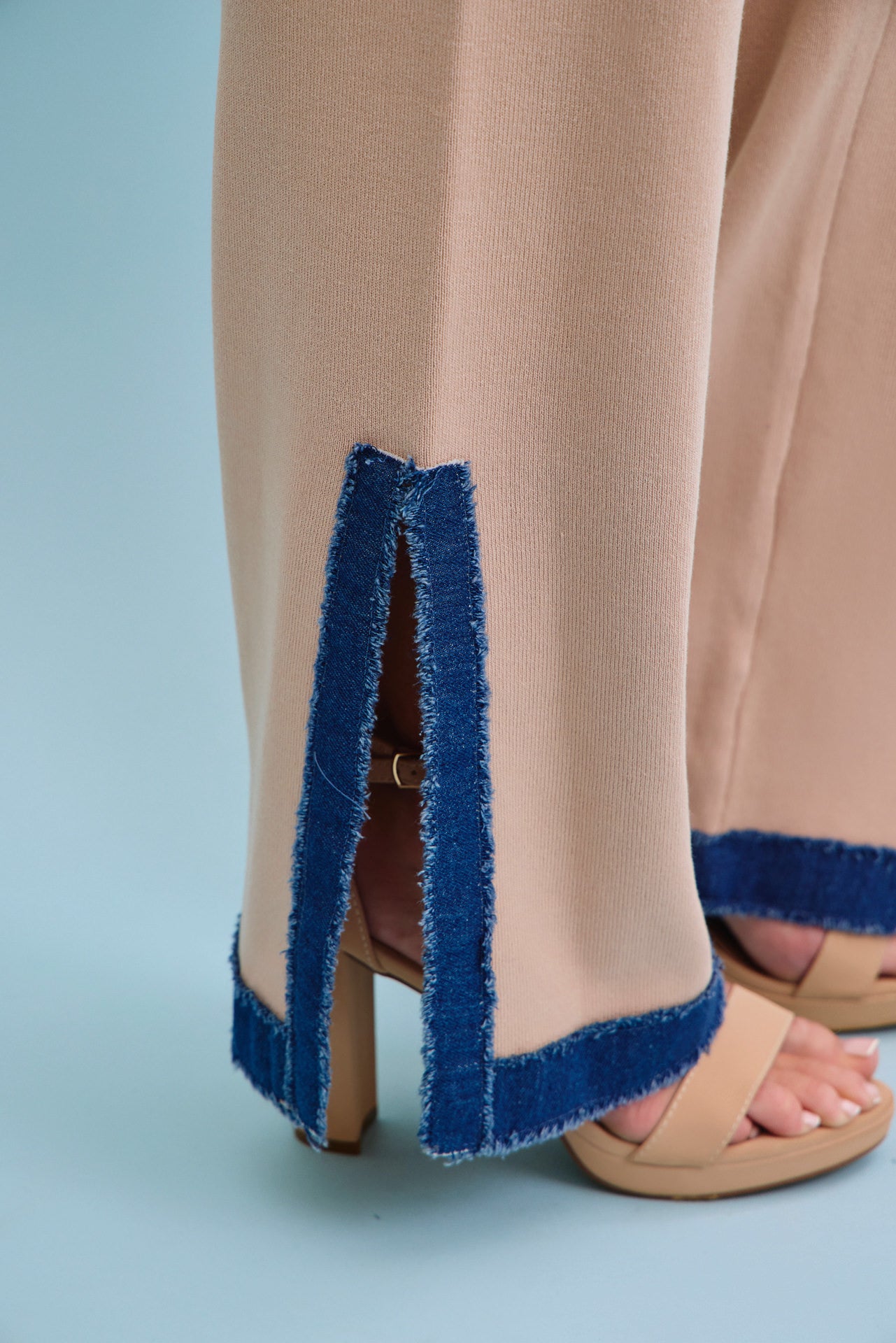 Denim Charm Striped Cardigan With Pants Set